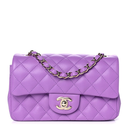 Chanel Lambskin Quilted Mini Rectangular Flap Purple 1 of 12