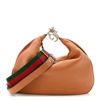 Gucci Aria Calfskin Web Large Attache Shoulder Bag Dark Orange 1 of 10