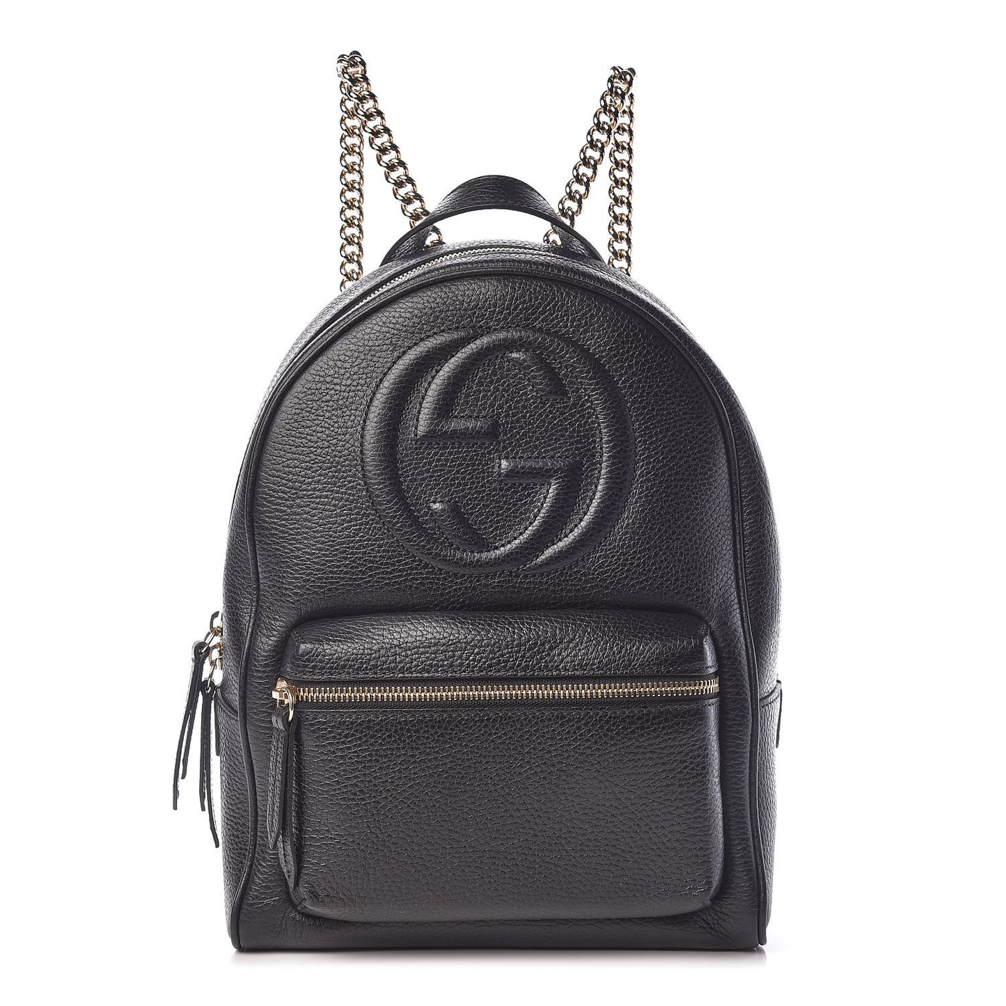 Pebbled Calfskin Soho Chain Backpack Black