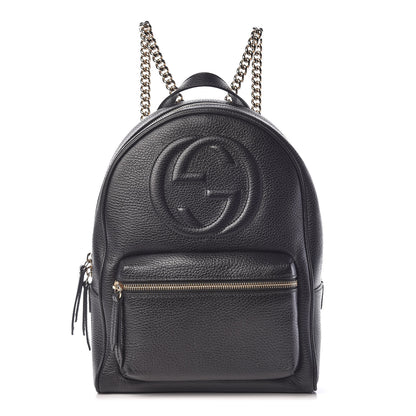 Gucci Pebbled Calfskin Soho Chain Backpack Black 1 of 10