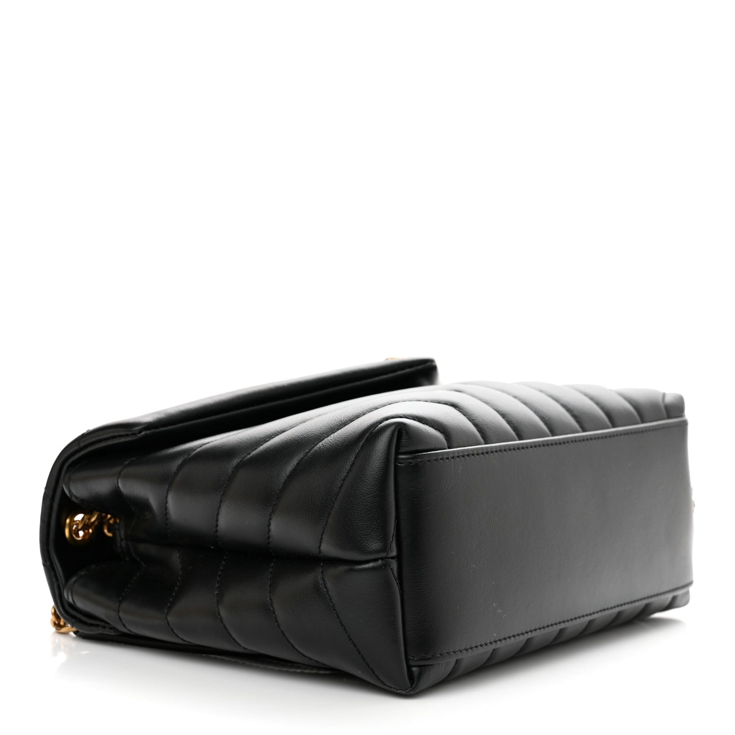 Calfskin Y Quilted Monogram Small Loulou Chain Satchel Black