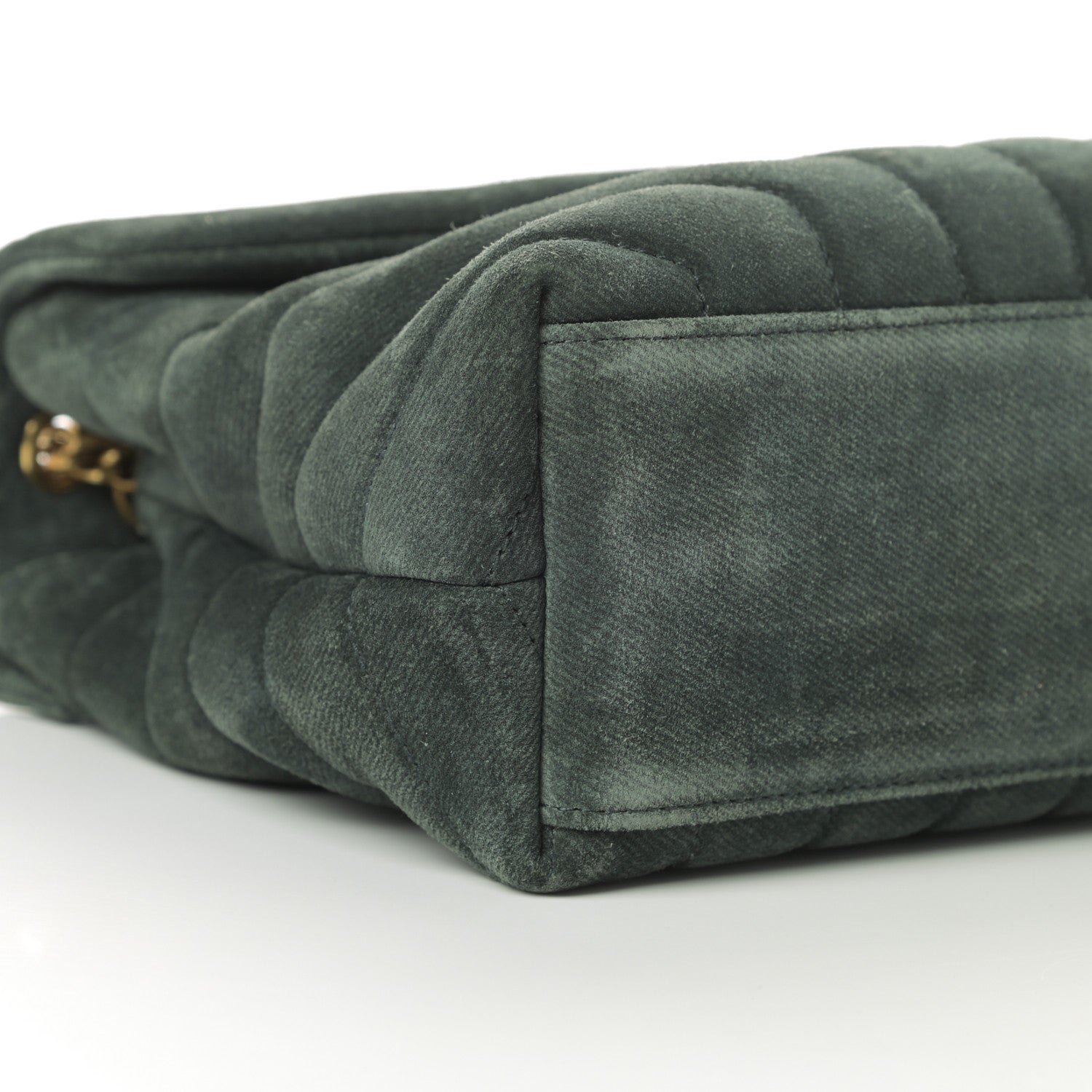 Saint Laurent Suede Calfskin Y Quilted Monogram Small Loulou Chain Satchel Green 9 of 11
