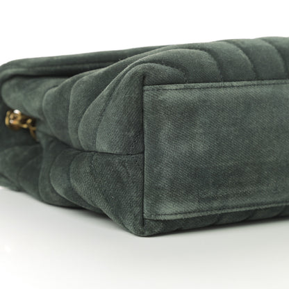 Saint Laurent Suede Calfskin Y Quilted Monogram Small Loulou Chain Satchel Green 9 of 11