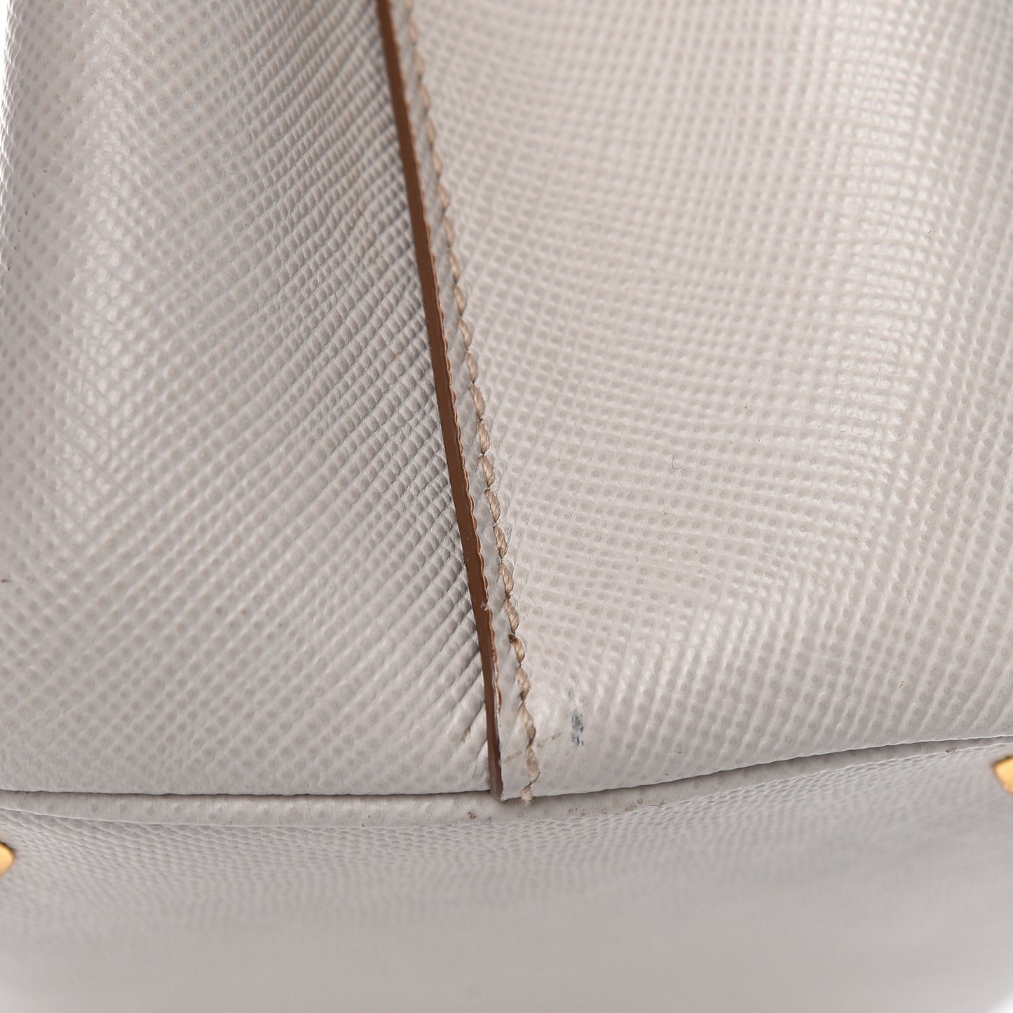Saffiano Cuir Small Bi-Color Double Bag Talco Caramel