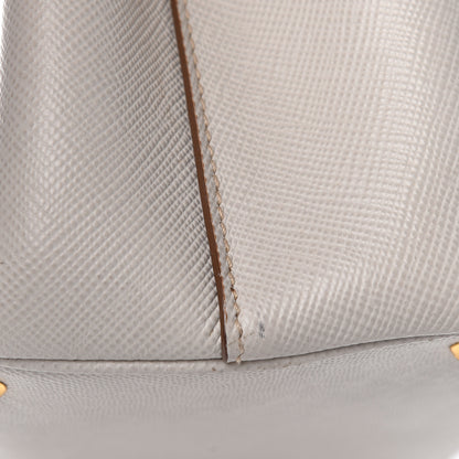 Prada Saffiano Cuir Small Bi-Color Double Bag Talco Caramel 9 of 16