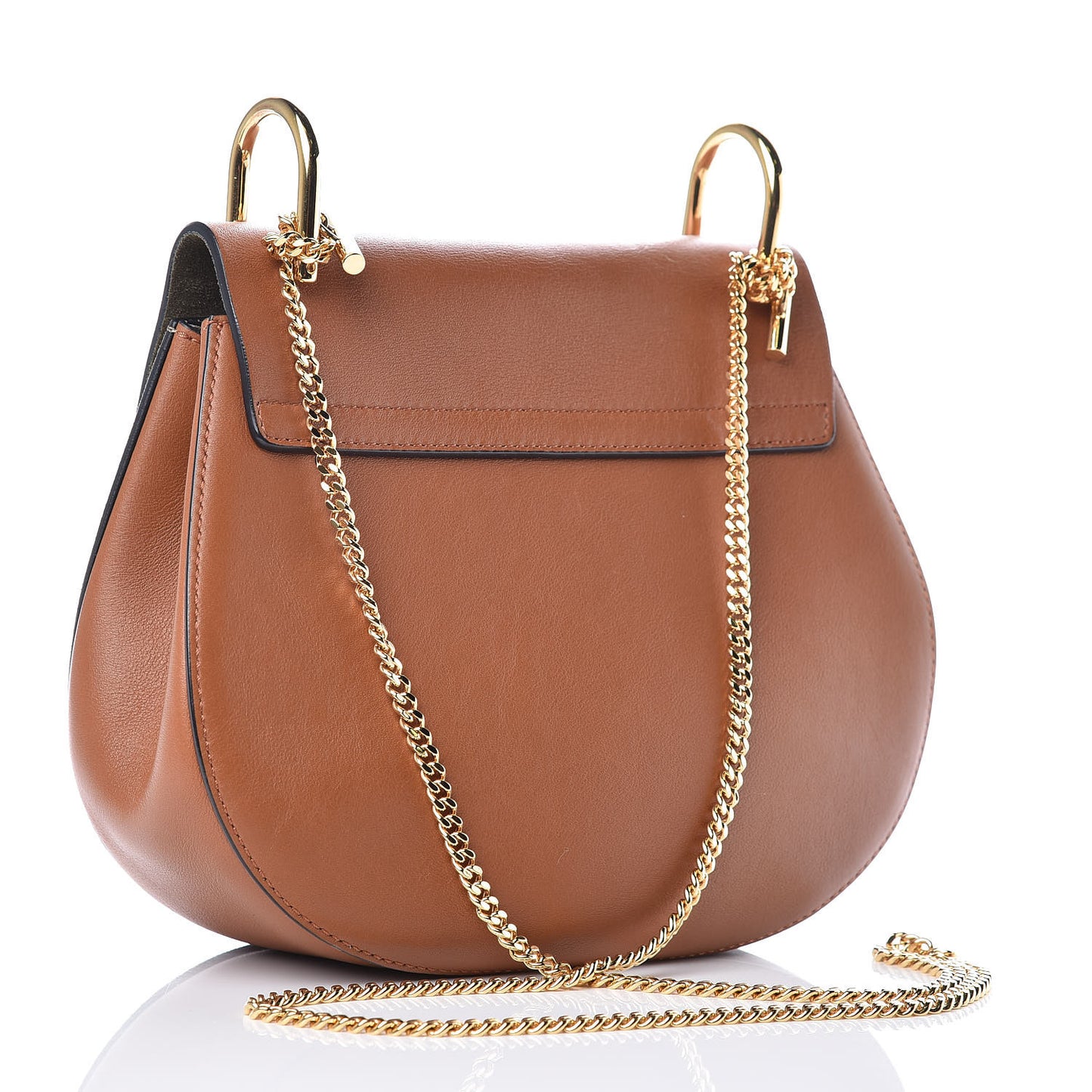 Suede Smooth Calfskin Drew Shoulder Bag Caramel