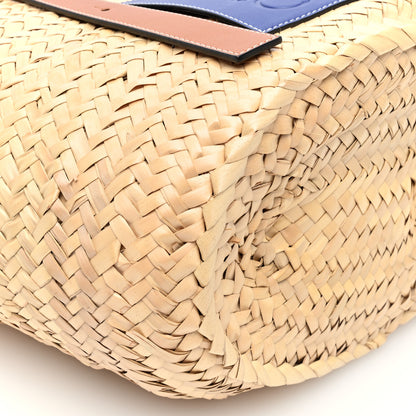 Loewe Raffia Basket Tote Bag Natural Tan Navy 9 of 10