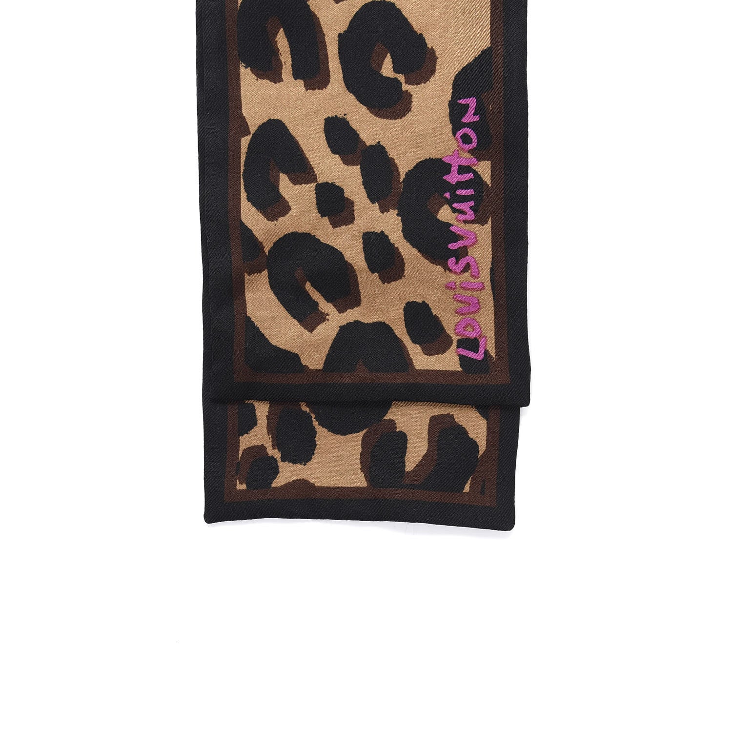 Louis Vuitton Silk Leopard Bandeau Scarf Marron 2 of 4