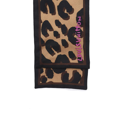 Louis Vuitton Silk Leopard Bandeau Scarf Marron 2 of 4