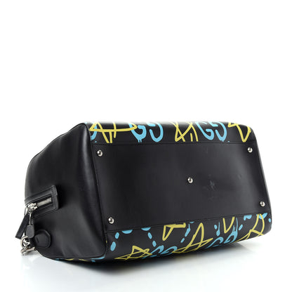 Gucci Calfskin GucciGhost Print Duffle Black New Acquamarine 3 of 10