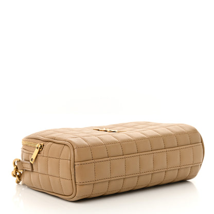 Saint Laurent Lambskin Carre Quilted Cassandre Mini Camera Bag Natural Tan 4 of 11