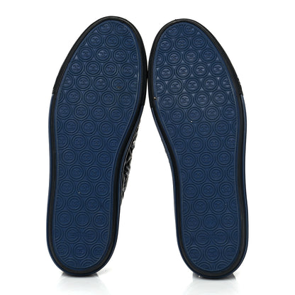 Chanel Nylon Calfskin Quilted CC Sneakers 37 Black Blue 5 of 7