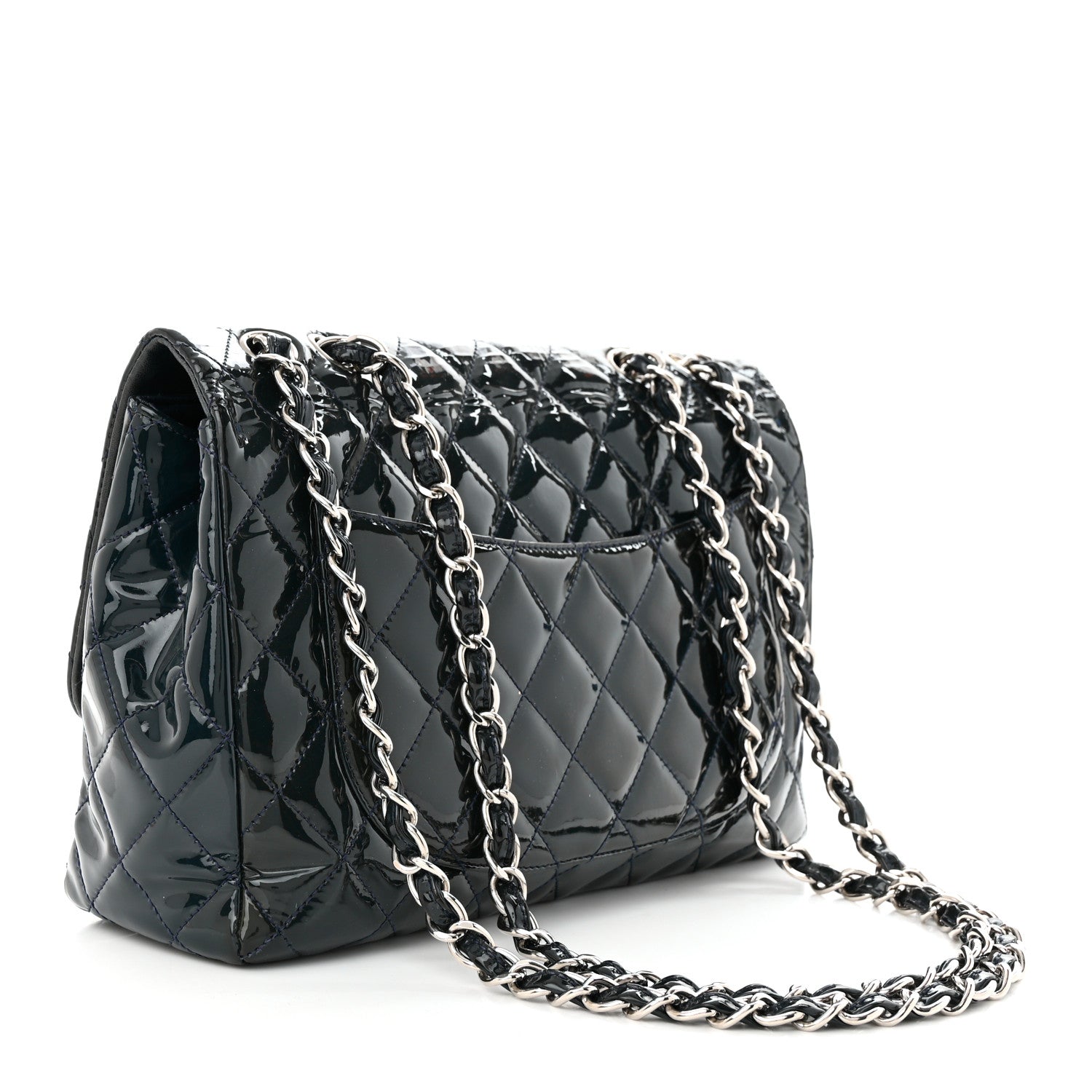 Chanel Patent Quilted Maxi Single Flap Blue 3 of 11