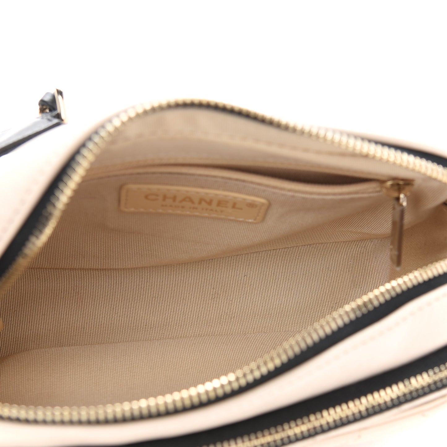 Goatskin Quilted Waist Bag Beige White Black