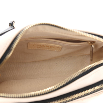 Chanel Goatskin Quilted Waist Bag Beige White Black 6 of 13