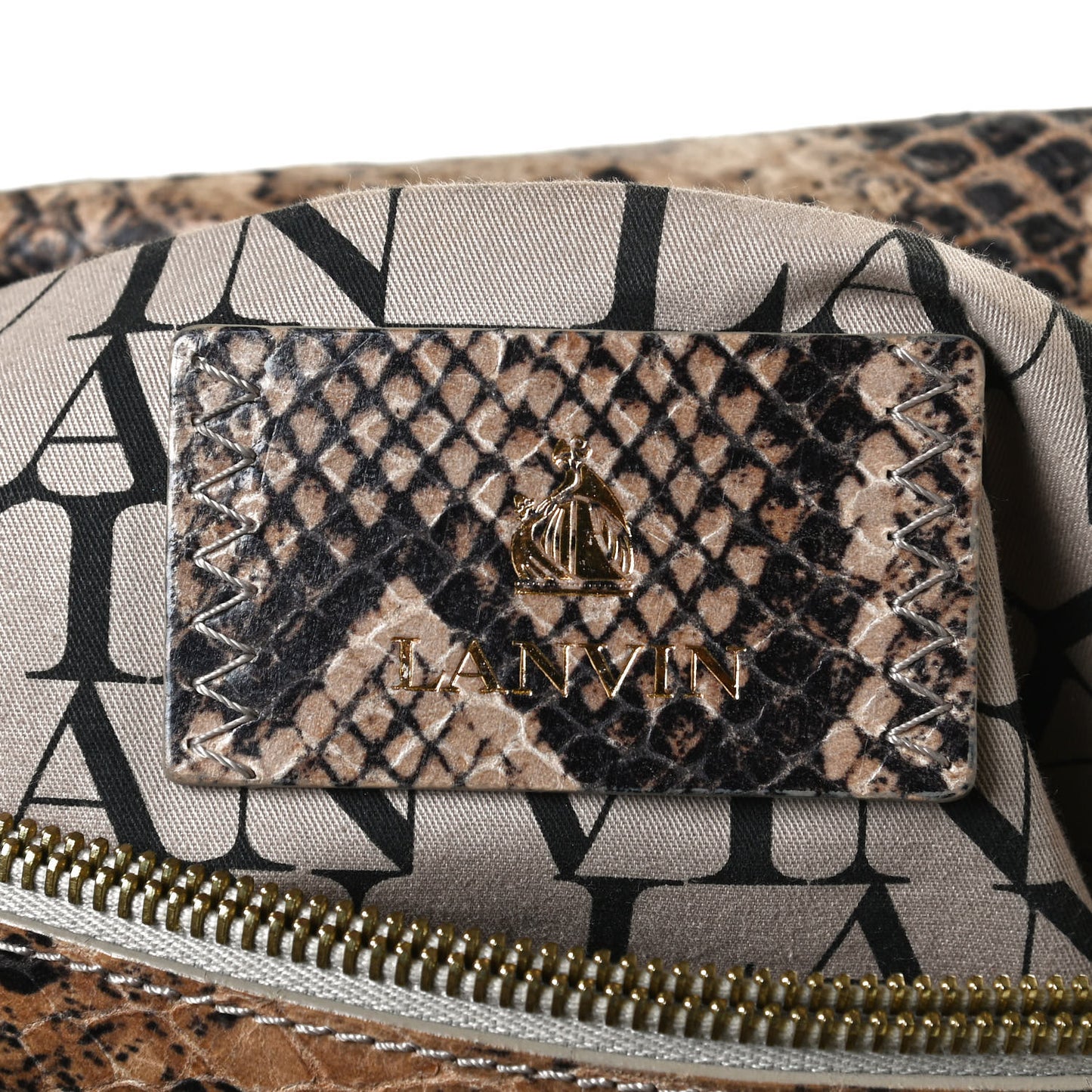 Calfkin Embossed Python Medium Double Carry Beige