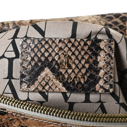 Lanvin Calfkin Embossed Python Medium Double Carry Beige 10 of 13
