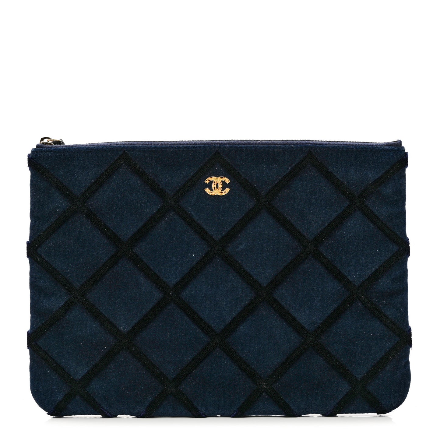 Velvet Quilted Medium Cosmetic Case Blue