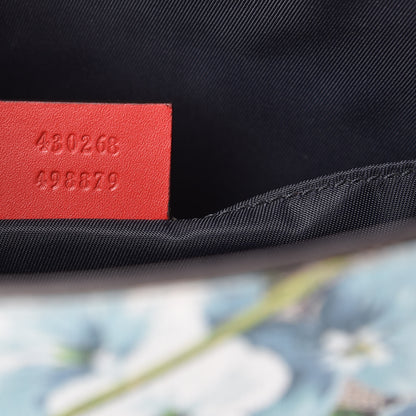 Gucci GG Supreme Monogram Blooms Large Cosmetic Case Beige Blue Navy Hibiscus Red 7 of 11