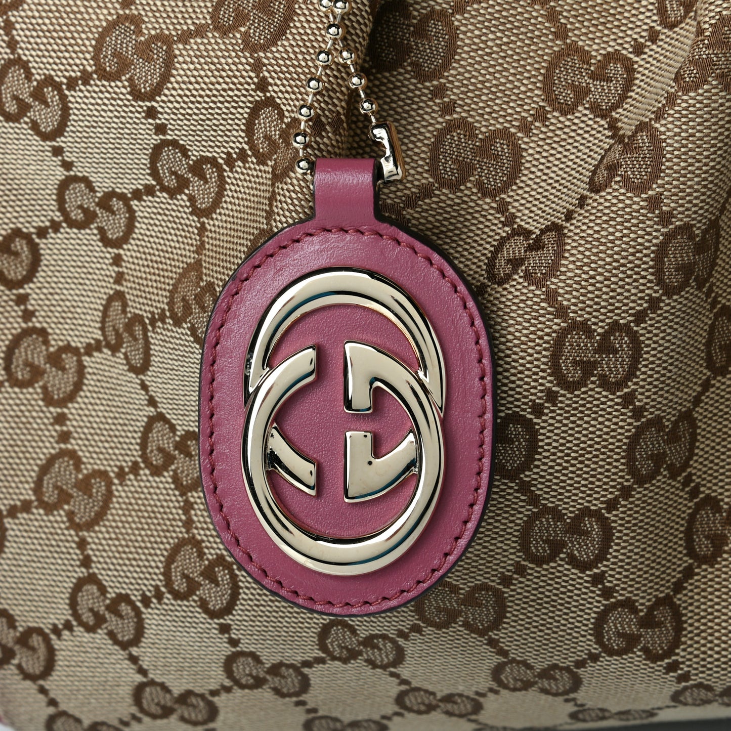 Monogram Margaux Calfskin Medium Sukey Tote Beige Ebony Vintage Rose