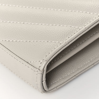 Saint Laurent Grain De Poudre Matelasse Chevron Monogram Chain Wallet Crema Soft 8 of 12