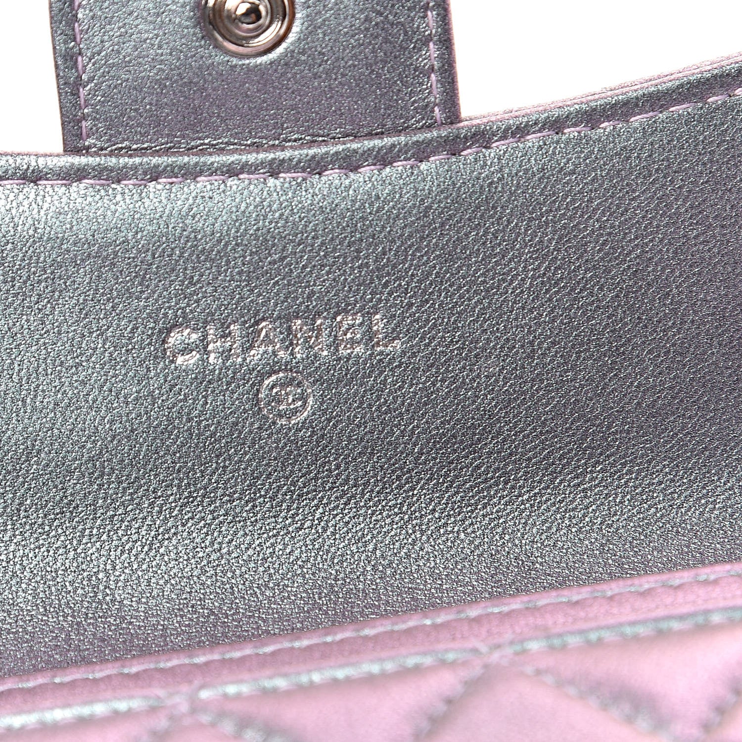 Chanel Iridescent Lambskin Quilted Reissue Flap Card Holder Light Purple 6 of 14