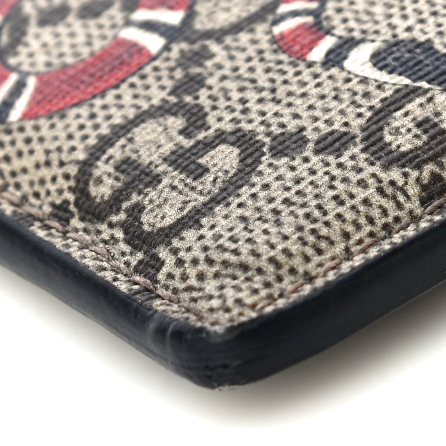 GG Supreme Monogram Kingsnake Card Holder Beige Black
