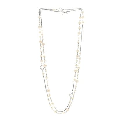 David Yurman Sterling Silver Pearl 7.5mm Quatrefoil Long Chain Necklace 3 of 4