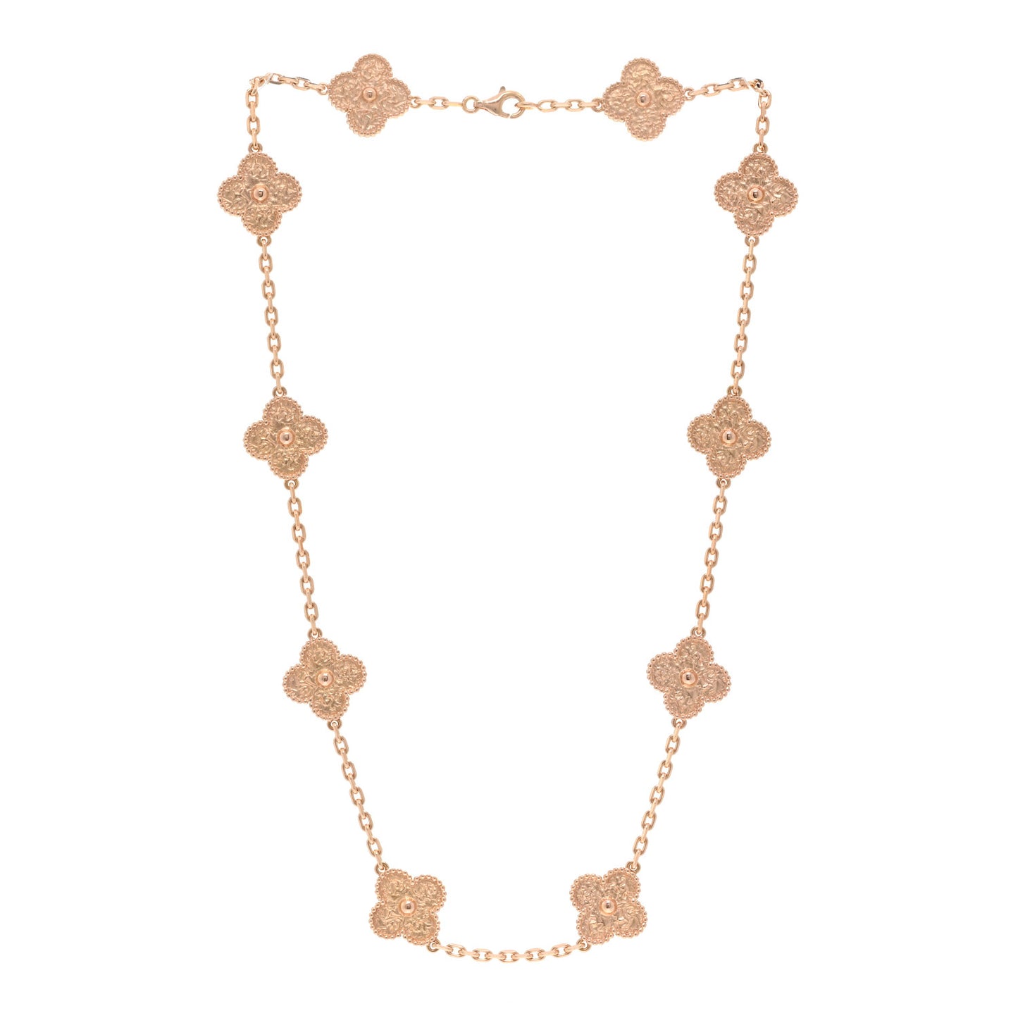 18K Rose Gold 10 Motifs Vintage Alhambra Necklace
