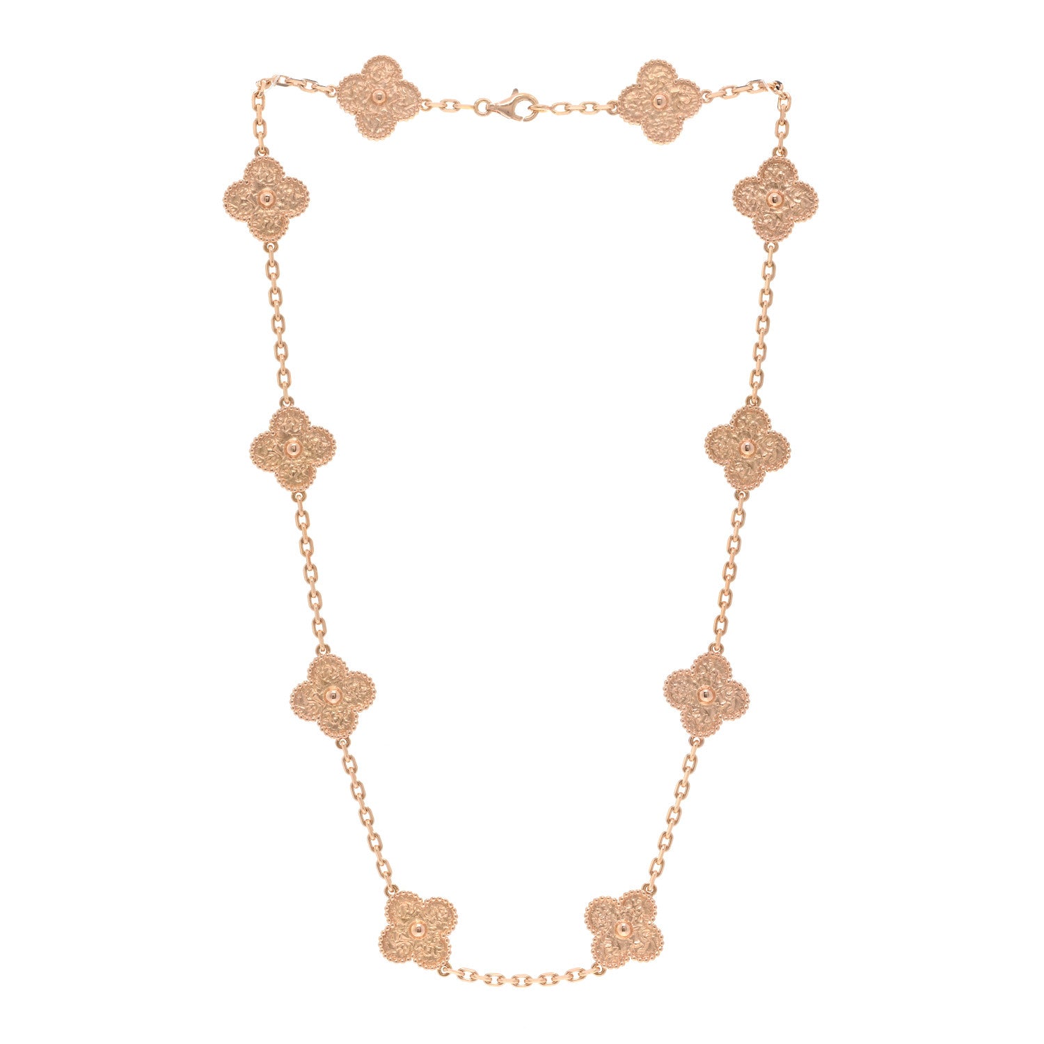 Van Cleef & Arpels 18K Rose Gold 10 Motifs Vintage Alhambra Necklace 3 of 4