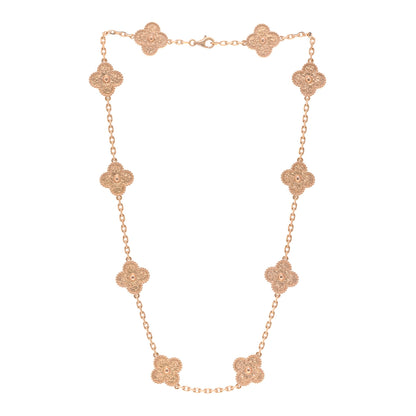 Van Cleef & Arpels 18K Rose Gold 10 Motifs Vintage Alhambra Necklace 3 of 4