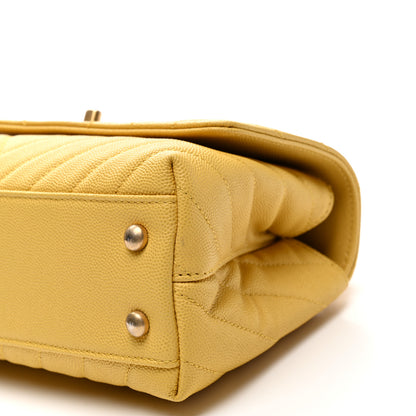 Chanel Caviar Chevron Quilted Mini Coco Handle Flap Yellow 10 of 10