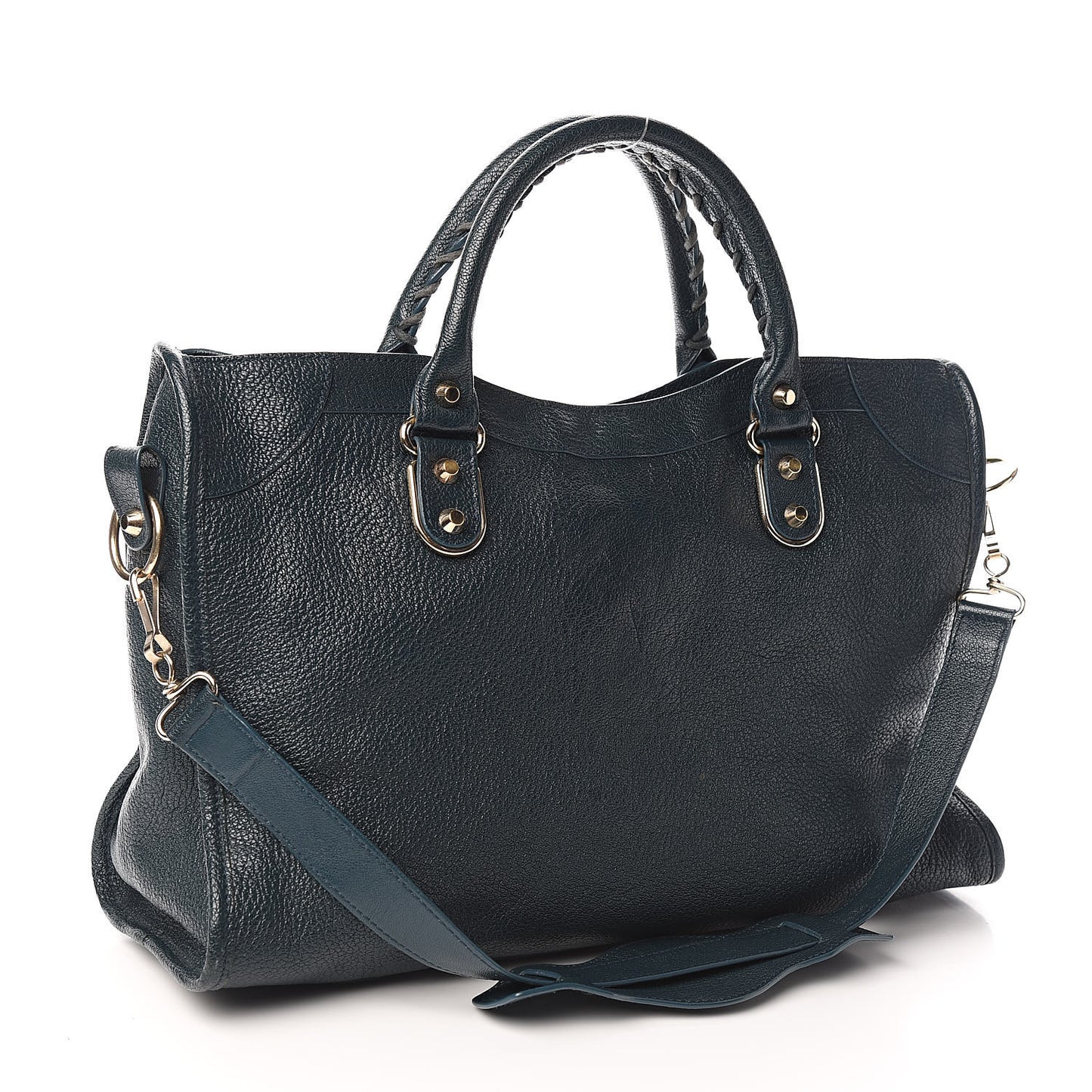 Chevre Gold Metallic Edge Hardware City Bleu Paon