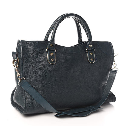Balenciaga Chevre Gold Metallic Edge Hardware City Bleu Paon 4 of 12