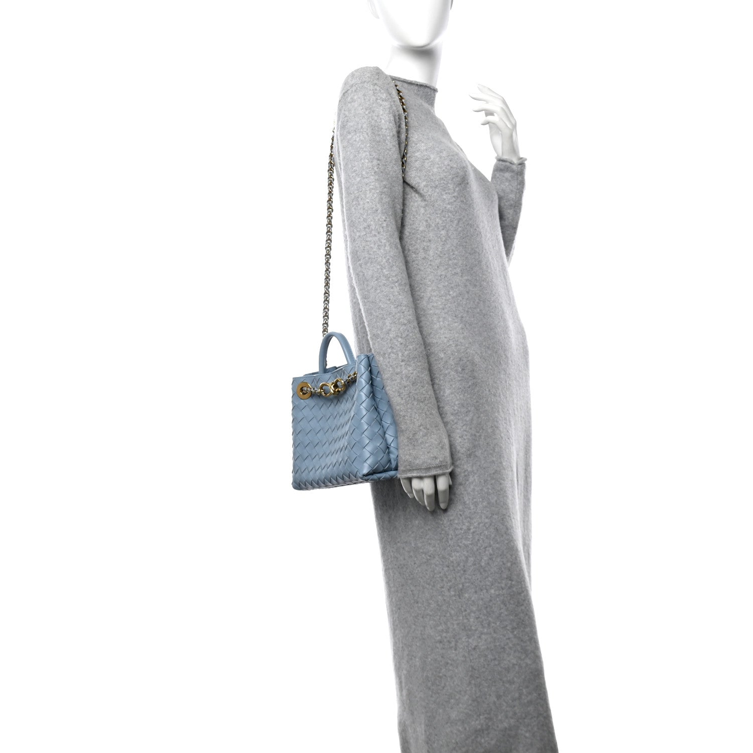 Bottega Veneta Nappa Intrecciato Small Andiamo Shoulder Bag Ice 2 of 9