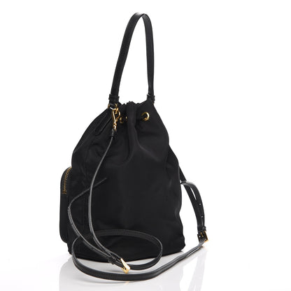 Prada Saffiano Tessuto Nylon Mini Bucket Crossbody Bag Black 3 of 7