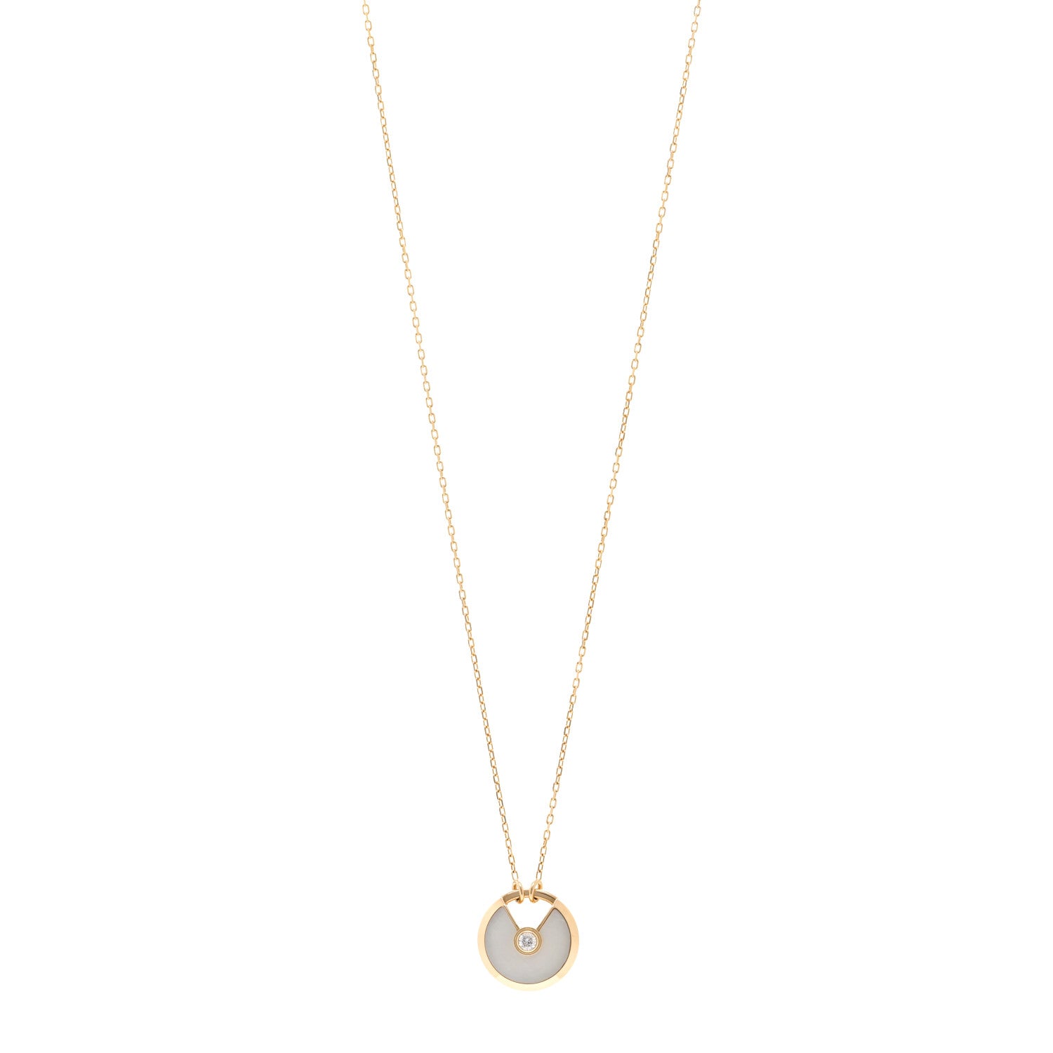 Cartier 18K Yellow Gold Diamond Mother of Pearl SM Amulette de Cartier Pendant Necklace 1 of 4