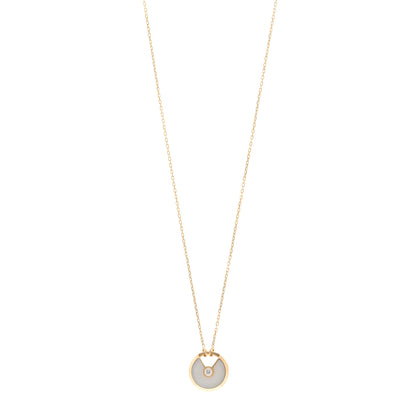 Cartier 18K Yellow Gold Diamond Mother of Pearl SM Amulette de Cartier Pendant Necklace 1 of 4