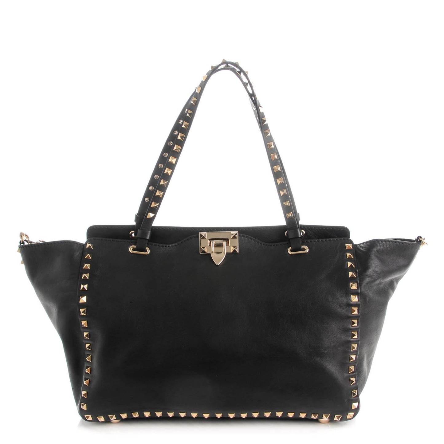 Vitello Medium Rockstud Tote Black