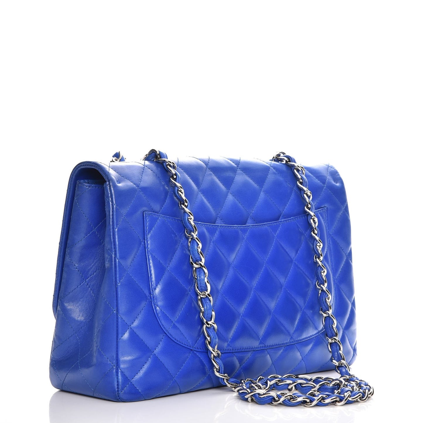 Lambskin Quilted Jumbo Single Flap Blue