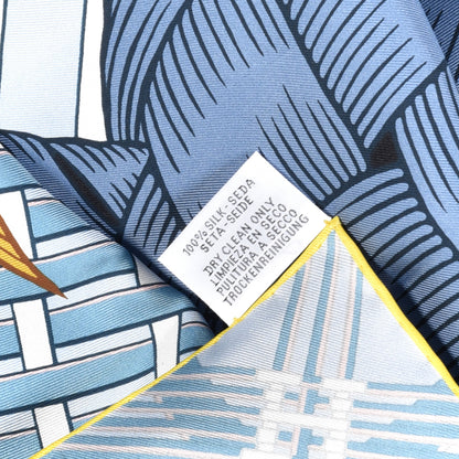 Hermes Silk Masan & Masan Scarf 90 Bleu Ciel Mordore 5 of 5