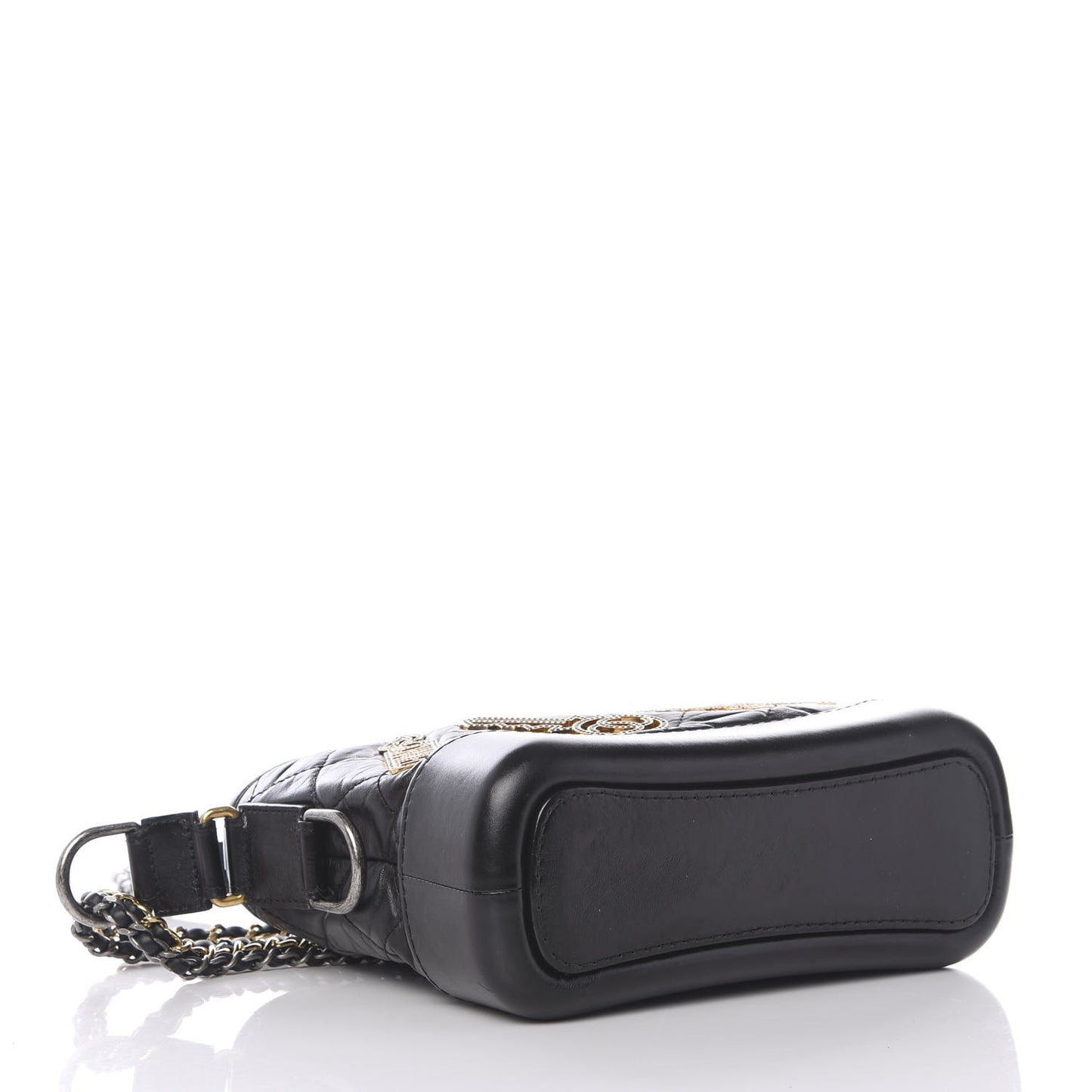 Aged Calfskin Quilted Charms Small Gabrielle Hobo Black