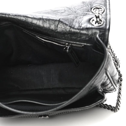 Saint Laurent Crinkled Calfskin Matelasse Monogram Medium Niki Chain Satchel Black 5 of 15