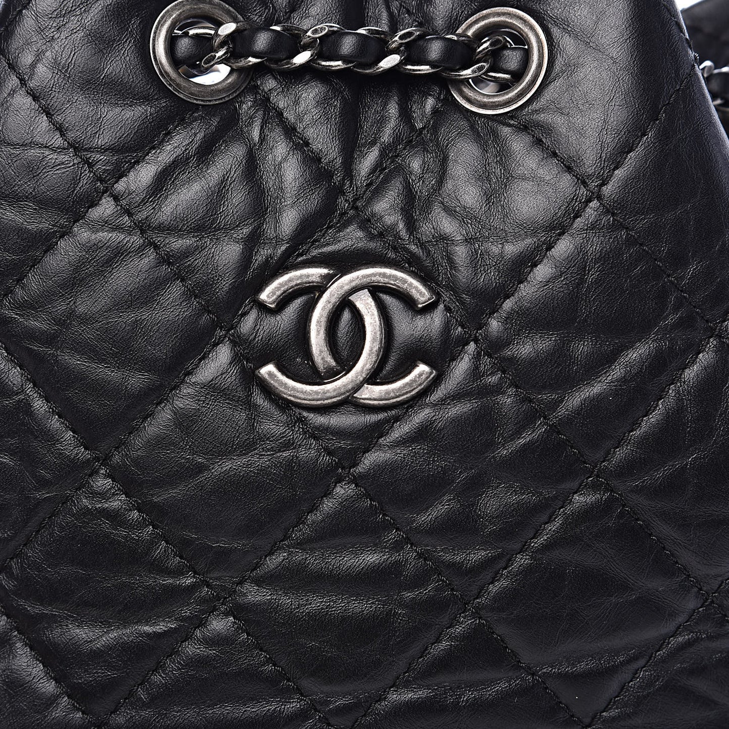 Aged Calfskin Quilted Small Gabrielle Backpack Black
