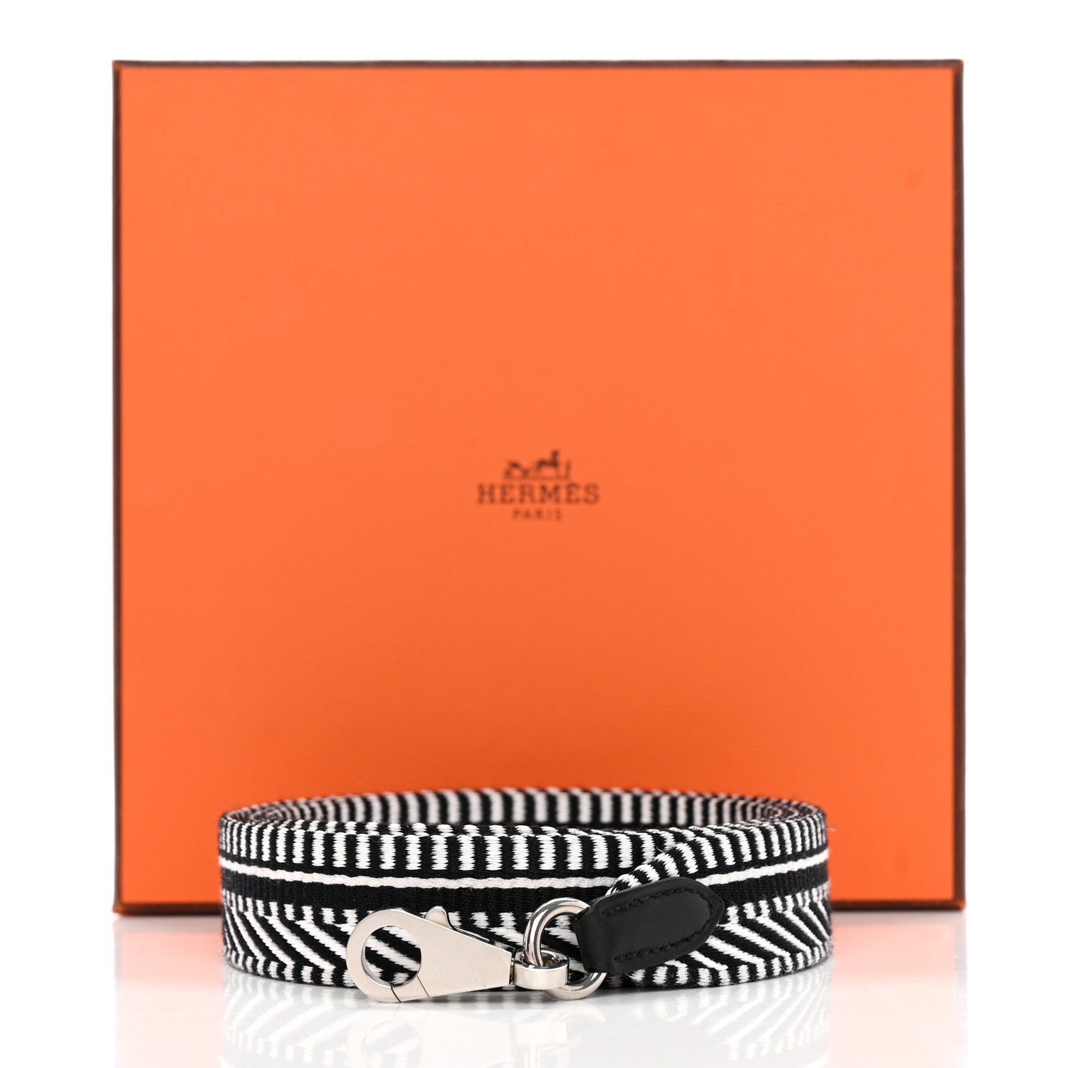 Hermes Toile Swift 25mm Sangle Cavale Shoulder Strap Black Ecru 5 of 5