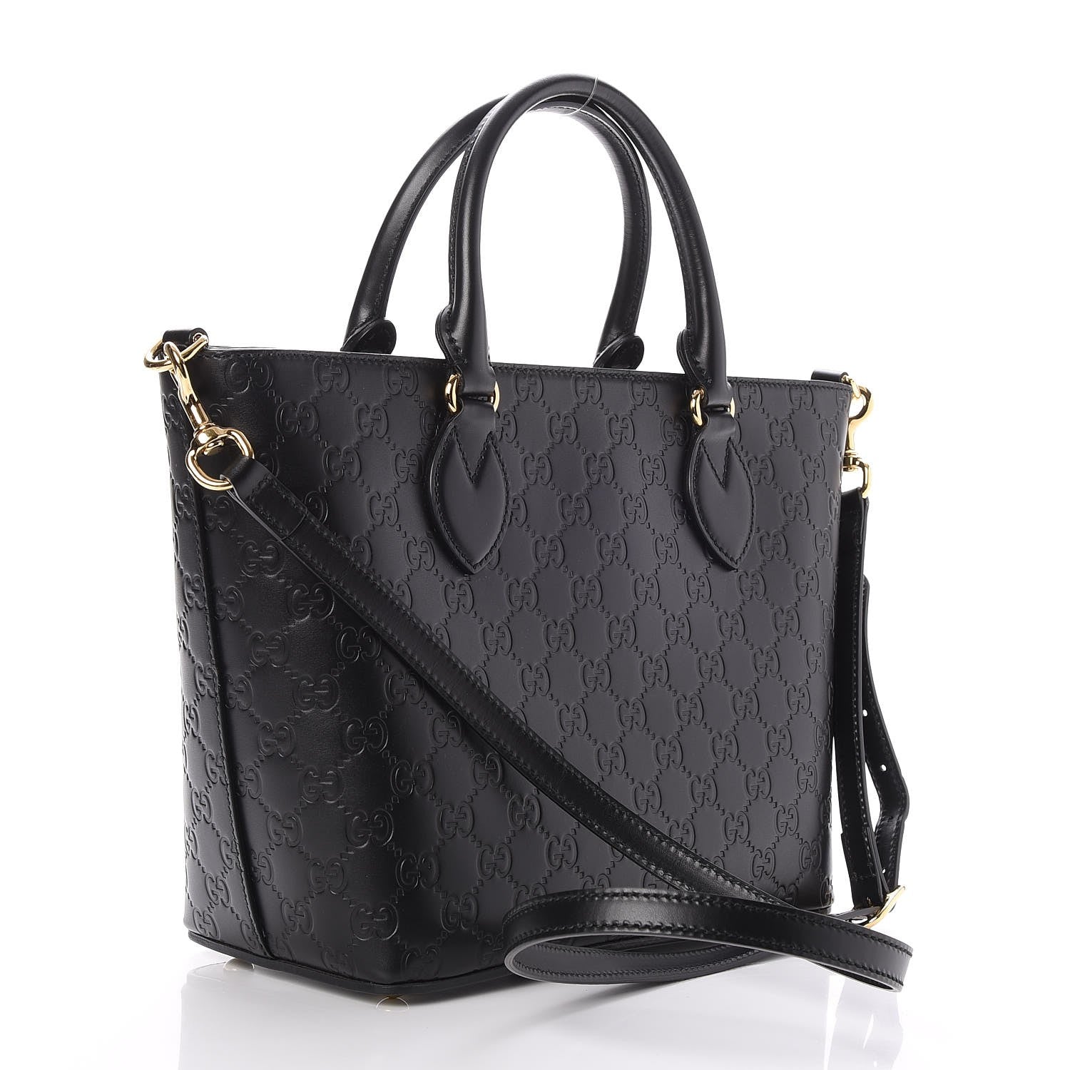 Gucci Guccissima Small Zippered Bucket Tote Black 3 of 7
