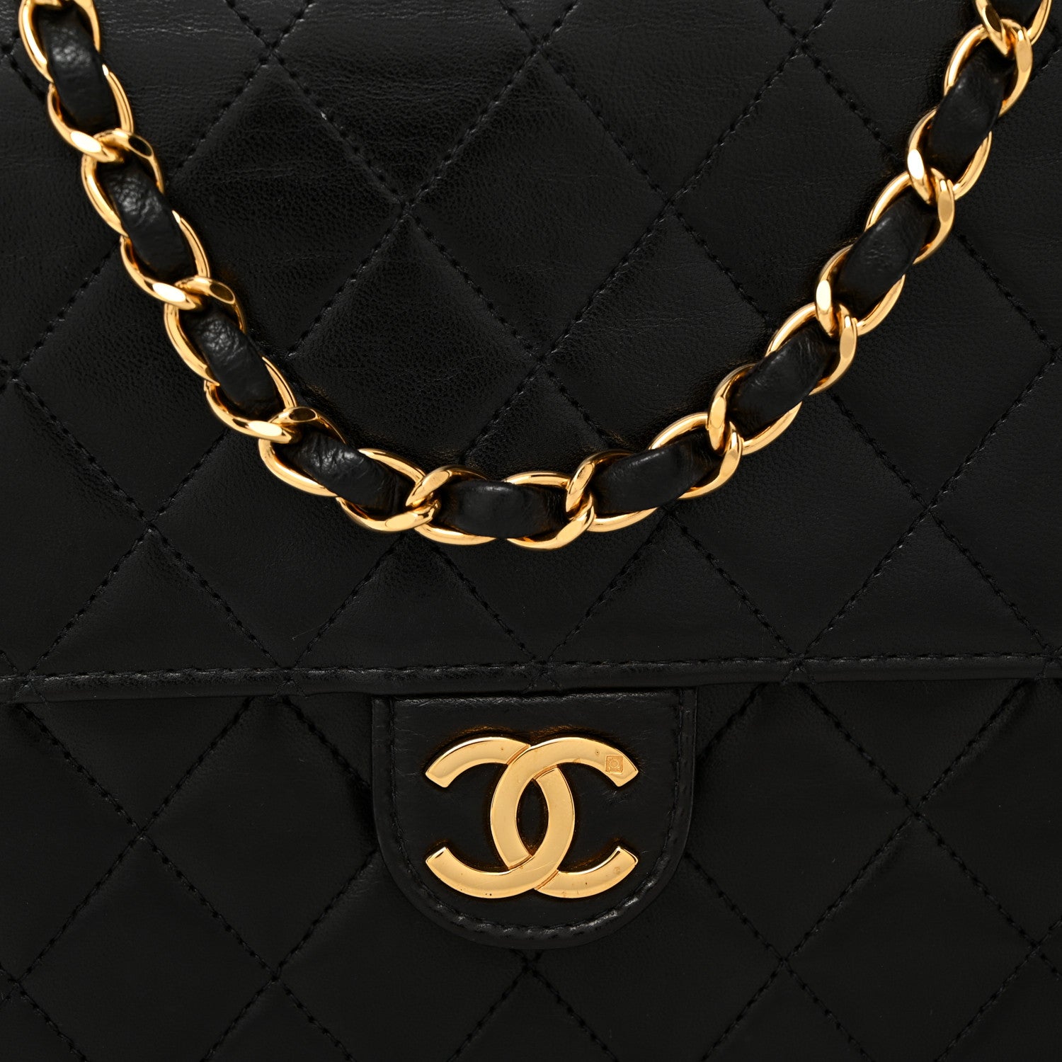Chanel Lambskin Quilted Medium Single Flap Black 8 of 10