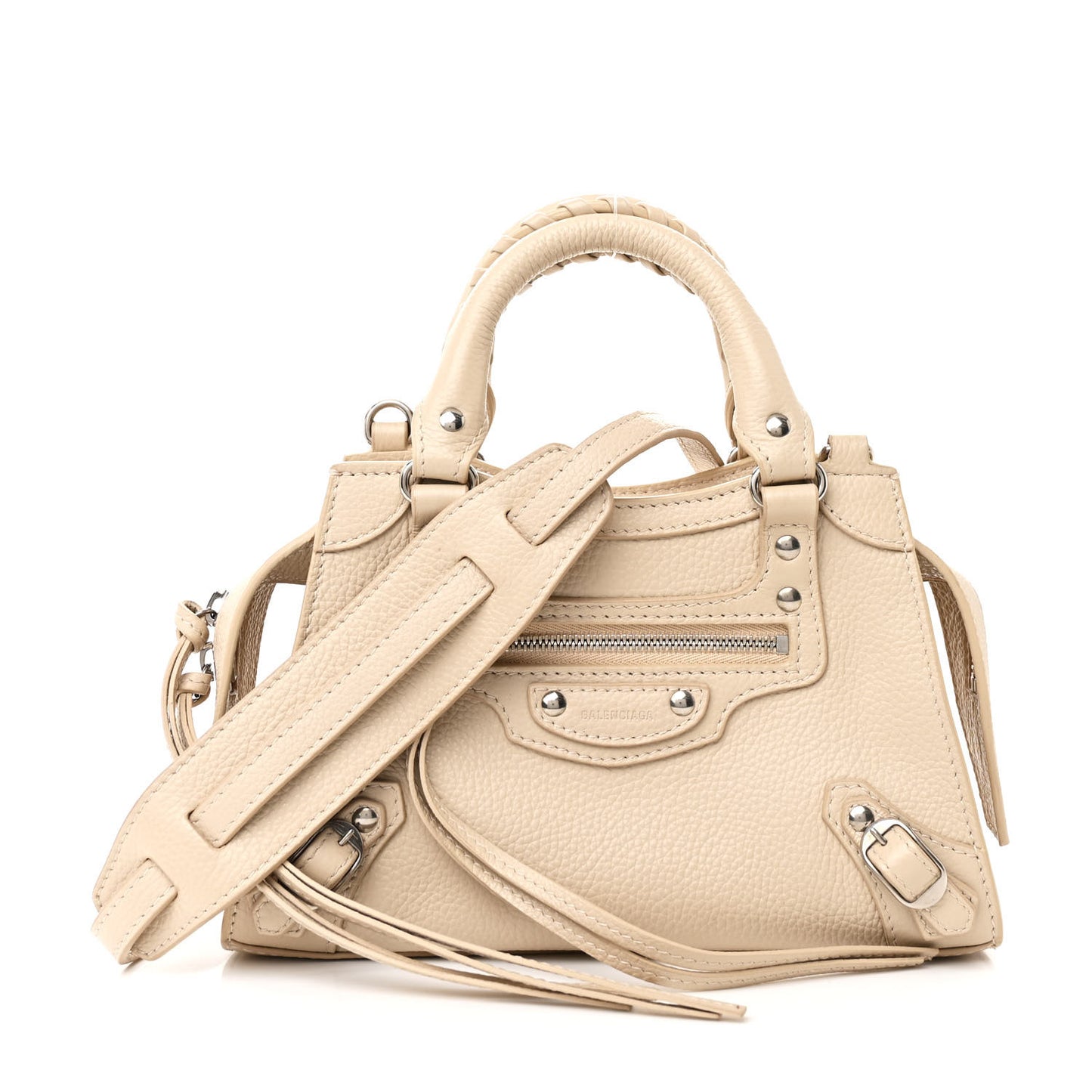 Grained Calfskin Neo Classic Silver Hardware Mini City Cream
