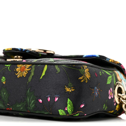 Gucci Silk Matelasse Floral Mini GG Marmont Top Handle Bag Black 10 of 11
