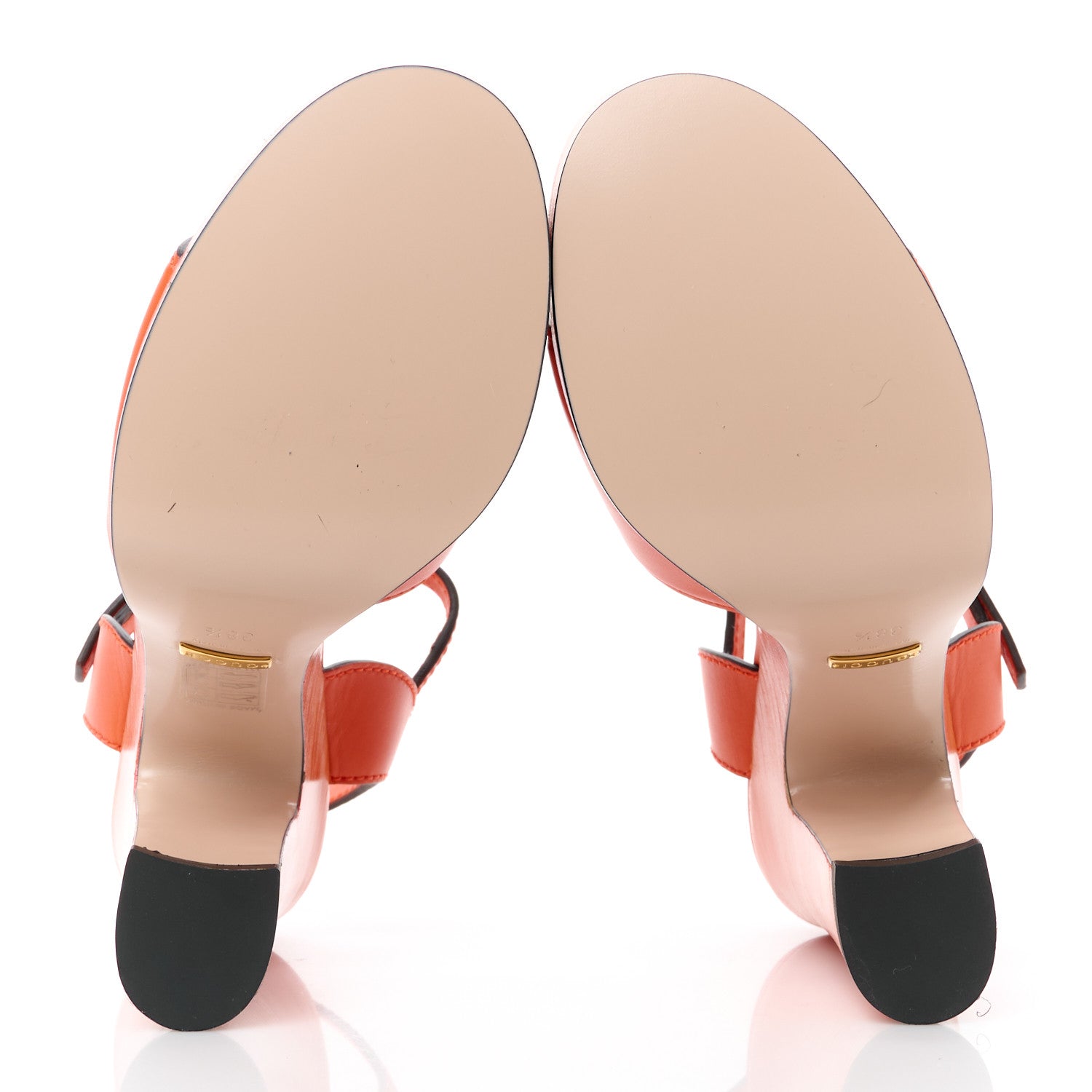 Gucci Cosmos Softy Calfskin Wooden Interlocking G Cut-Out 30/120mm Platform Sandals 38.5 Deep Orange 5 of 9